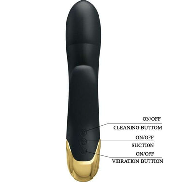 Vibratore di Lusso con 7 Vibrazioni e Suzioni, Silicone Oro 24 k